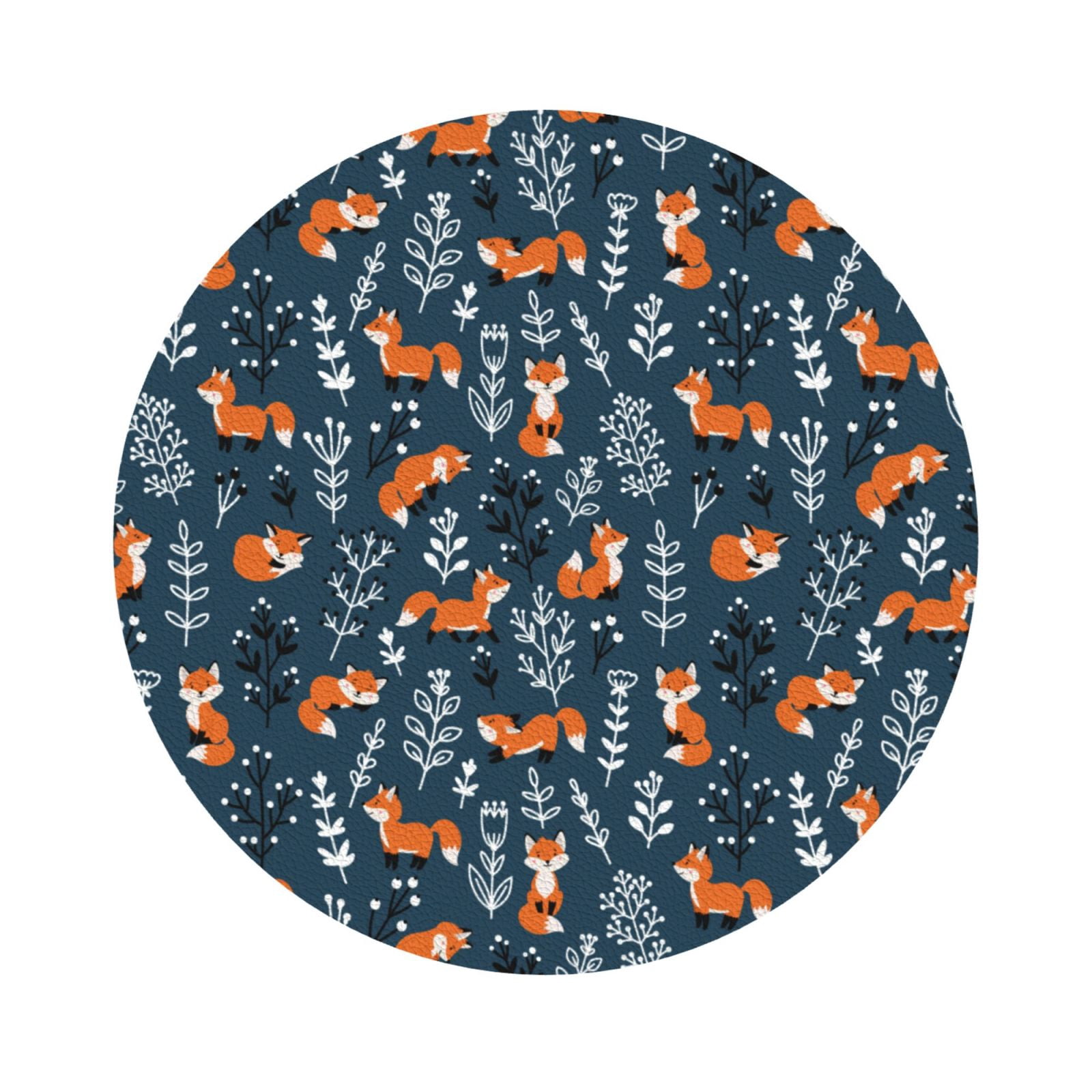 Adobk cute fall fox Print Leather Coasters for Drinks(6 Pack), Durable ...