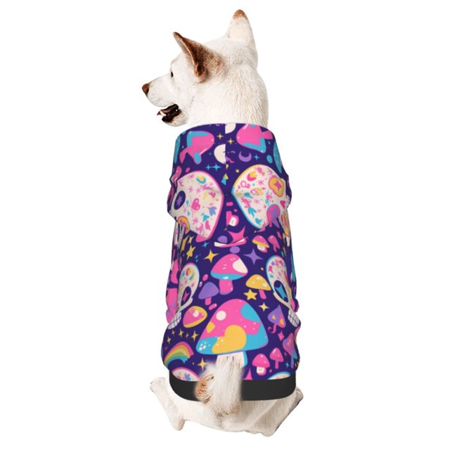 Adobk cute rainbow mushroom Skull Print Dog Hoodie Dog Sweater Stylish