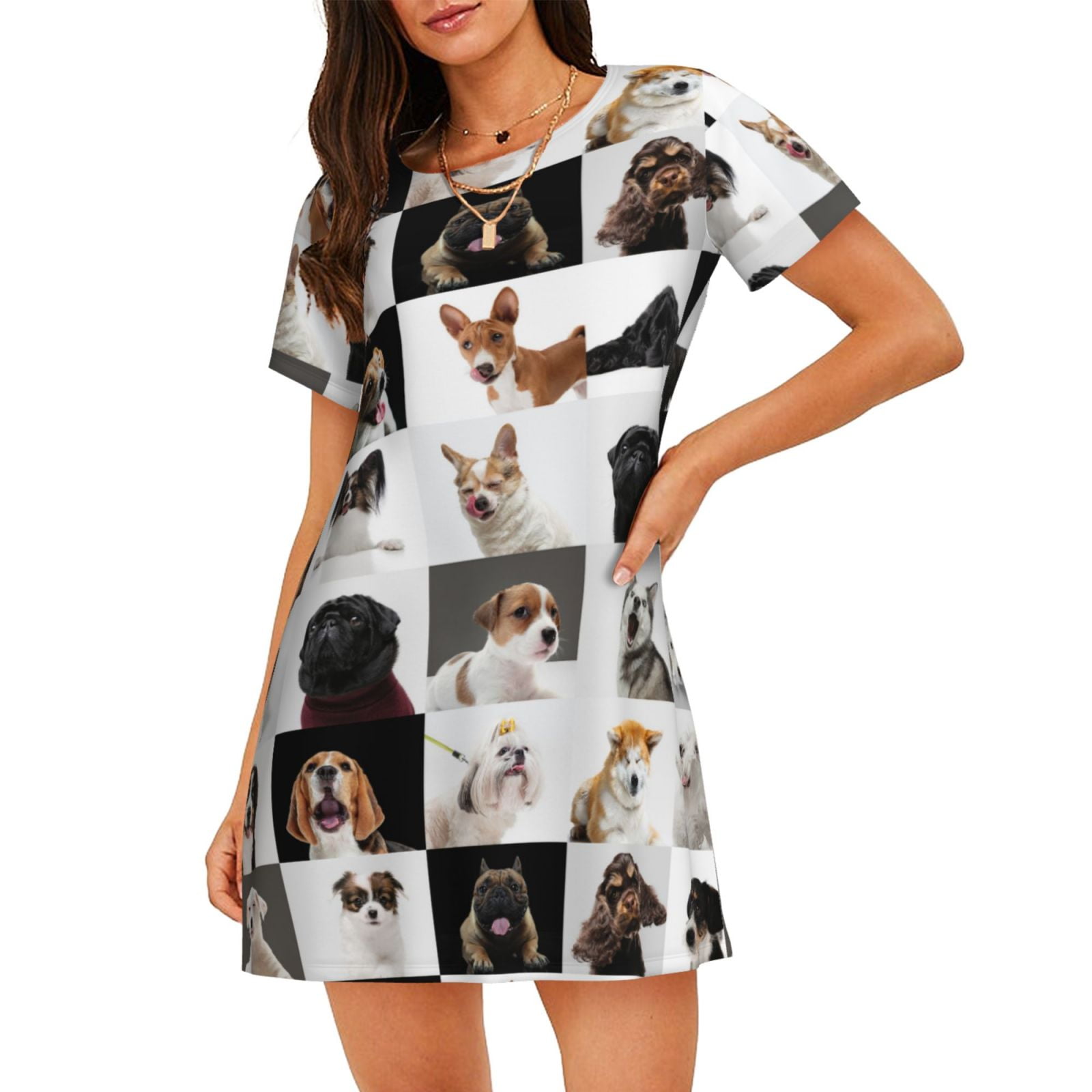 Sleepy Pet Raglan Sleeve Side Pocket Womens Printed Long T-shirt