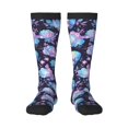 Adobk flower Skull in starry sky Print Knee High Socks Athletic Tube