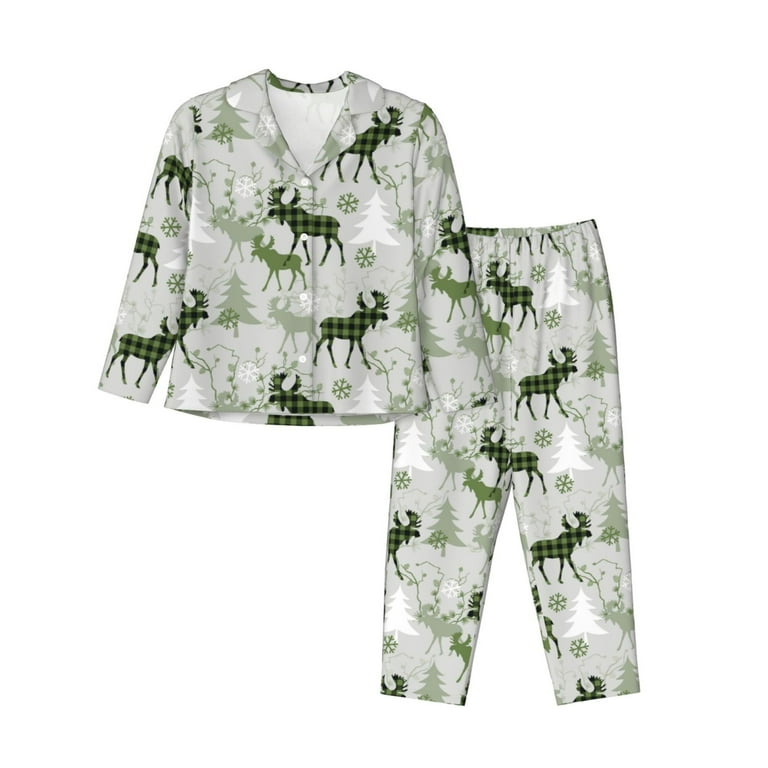 Long Sleeve PJ Set - Moose on Green Long Sleeve PJ Set - Moose on Green