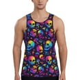 Adobk mushroom rainbow color Skull Print Men's Workout Tank Tops