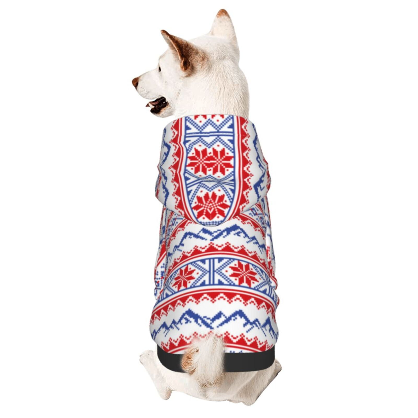 Adobk red blue Snow Mountain Print Dog Hoodie Dog Sweater Stylish Dog