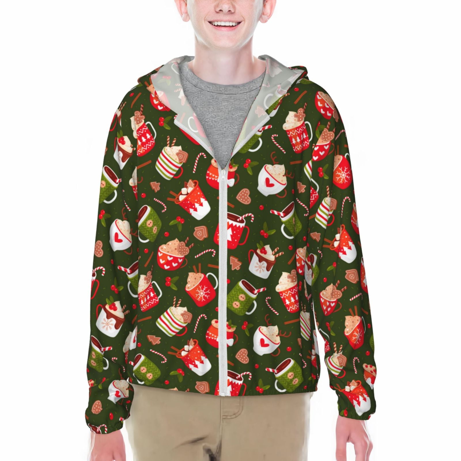Adobk red green coffee cup Print Rash Guard Long Sleeve UPF 50+ UV ...