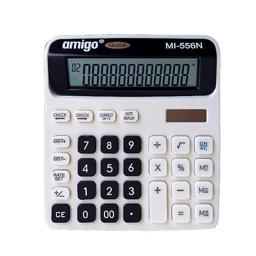 Adoere MI-556N 112steps Check & Correct Calculator For Office, Shops And Student 12 Digit Display (Black & White)