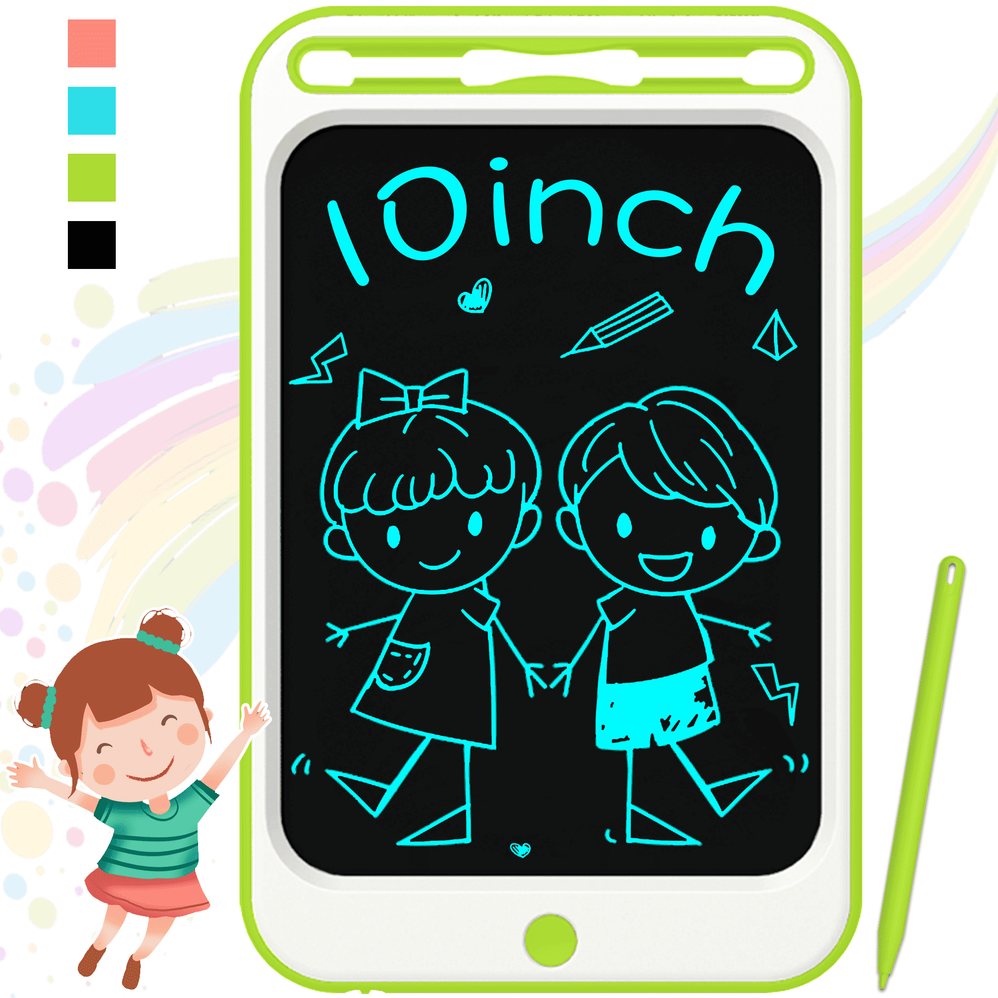 Adofi 10-inch LCD Writing Tablet for Kids,Etch a Sketch Doodle  Board,Electronics Writing Board Toy for 1 2 3 4 5 6 Year Old Kids,Travel  Learning Drawing Board Gift for 1 2 3 Yr Old Boys Girls (Green) 