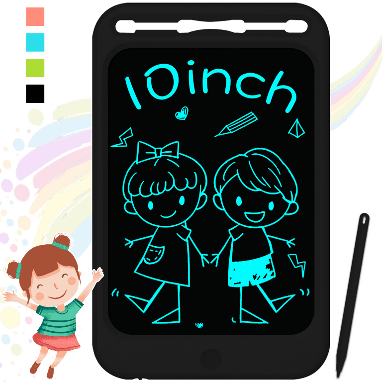 LCD Writing Tablet for Kids 10 Inch, Colorful Doodle Board Drawing Tablet  with Lock Function, Erasable Reusable Writing Pad, Educational for 3-6 Year