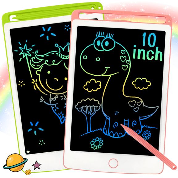 Adofi 2PC 10-inch LCD Writing Tablet for Kids, Writing Board for Kids, Toy Gifts for 1 2 3 Year Old Boys Girls Toddlers Kids, Kids Electronics Drawing Board, Travel Toys for Girls 3 6 Years