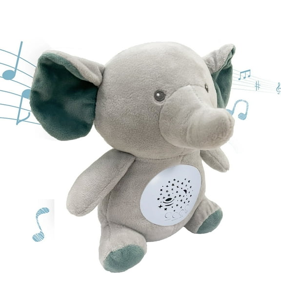 Adofi Portable Regular Size Plush Toy Elephants for Bedroom Sleep Sound Machine, Easter Toys for Baby, Easter Plush - Gray