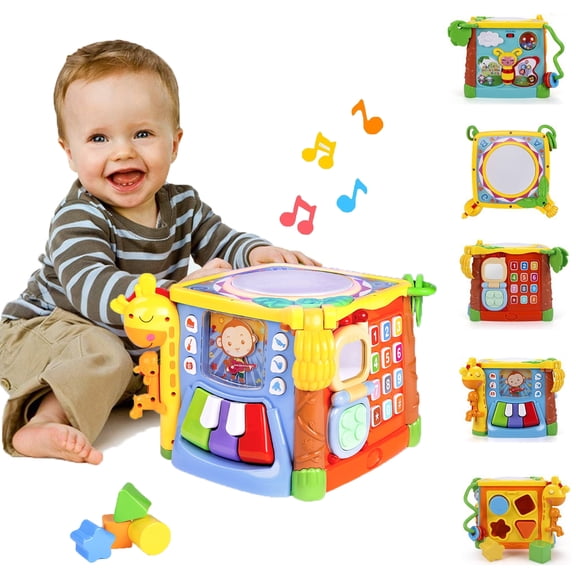 Adofi Busy Learners Activity Cube, 5-in-1 Montessori Toys for 1 Year Old