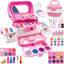 Adofi Kids Makeup Kit for Girl, Kids Makeup Kit Toys for Girls, Play Real Makeup Girls Toys, Washable Make Up for Little Girls, Non Toxic Toddlers Cosmetic for Children Age 3-12 Years Old