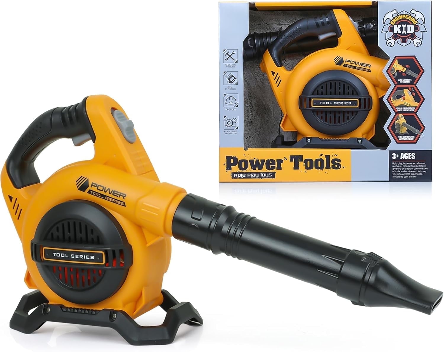 Adofi Leaf Blower Toy for Kids, Pretend Construction Tool with Sounds and Air, Toys for Boys 3 6 Years