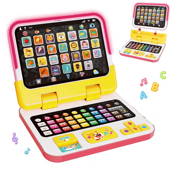 Adofi Learning Toys for Toddlers 1 3, Interactive Educational Laptop Toy with Music & Lights, learning Toddler Toys for 3 to 4 Year Old, Music Toys for Toddlers, Toys for 1 Year Old, Pink