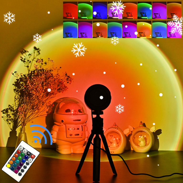 Adofi LED Sunset Rainbow Projector 16 Colors with 360 Swivel Tripod Remote for Room Decor Selfie Holiday Walmart