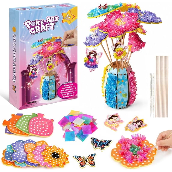 Adofi Poke Art & Craft Kits for Kids, Mess-Free Painting for Toddlers, Arts and Crafts for Kids Ages 3-12, Poke in Crafts Art Kits for Girls 4-8