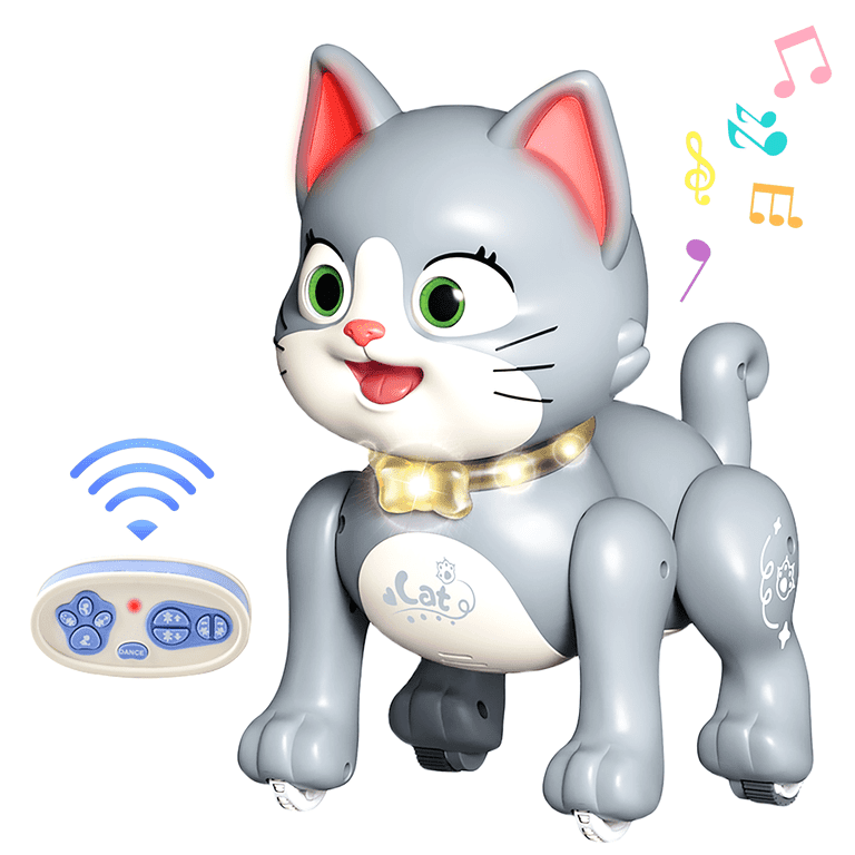 Adofi Remote Control Robot Pet, RC Stunt Toy Cat for Kids, Voice