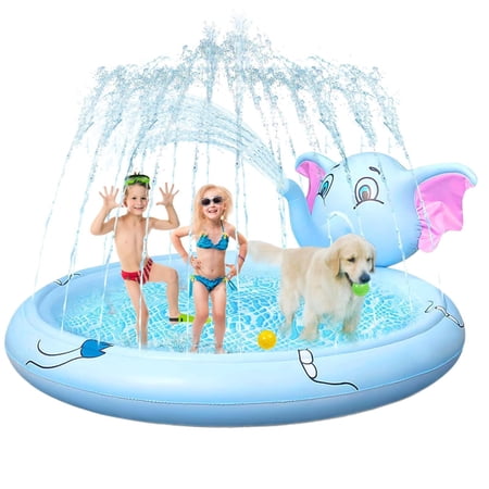 Adofi Splash Pad for Kids, 82.7" Inflatable Wading Baby Pool, Outdoor Sprinkler for Toddlers, Summer Water Toys for Boys Girls 3 6 Years, Non-slip Play Mat, Splash Pads for Toddlers Ages 1 3