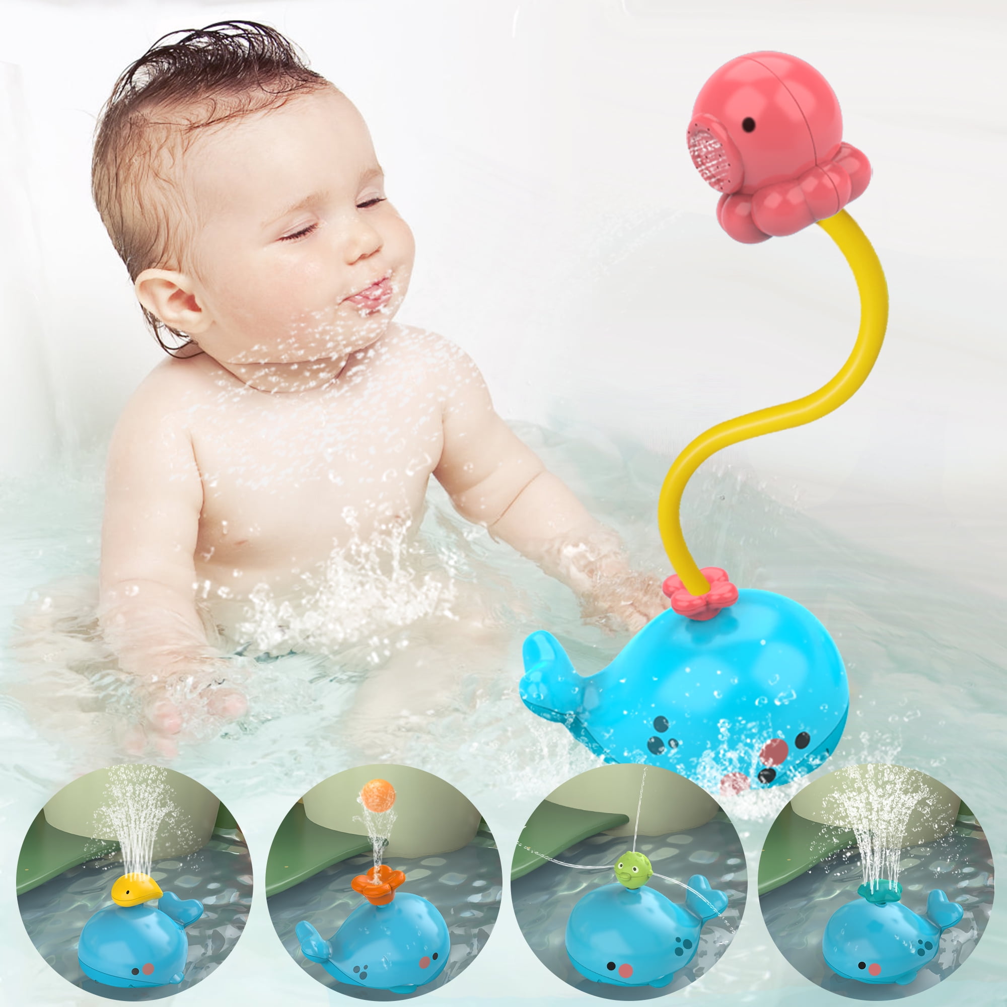 Baby Bath Toys Colorful Waterwheel Bathing Sucker Bathtub Water Spray Play  Set Shower Sprinkler Toy For Kids Toddler Children
