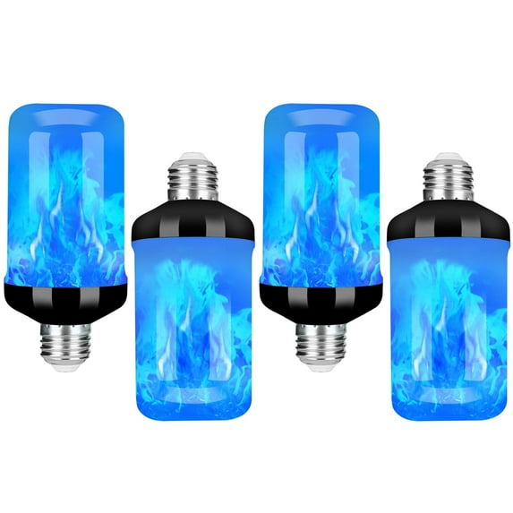 Adofi Upgraded LED Flame Light Bulbs, Flickering Light Bulbs with Upside Down Effect, E26 Base Flame Bulb for Halloween, Christmas, Party, Indoor and Outdoor Home Decoration (4 Pack Blue)