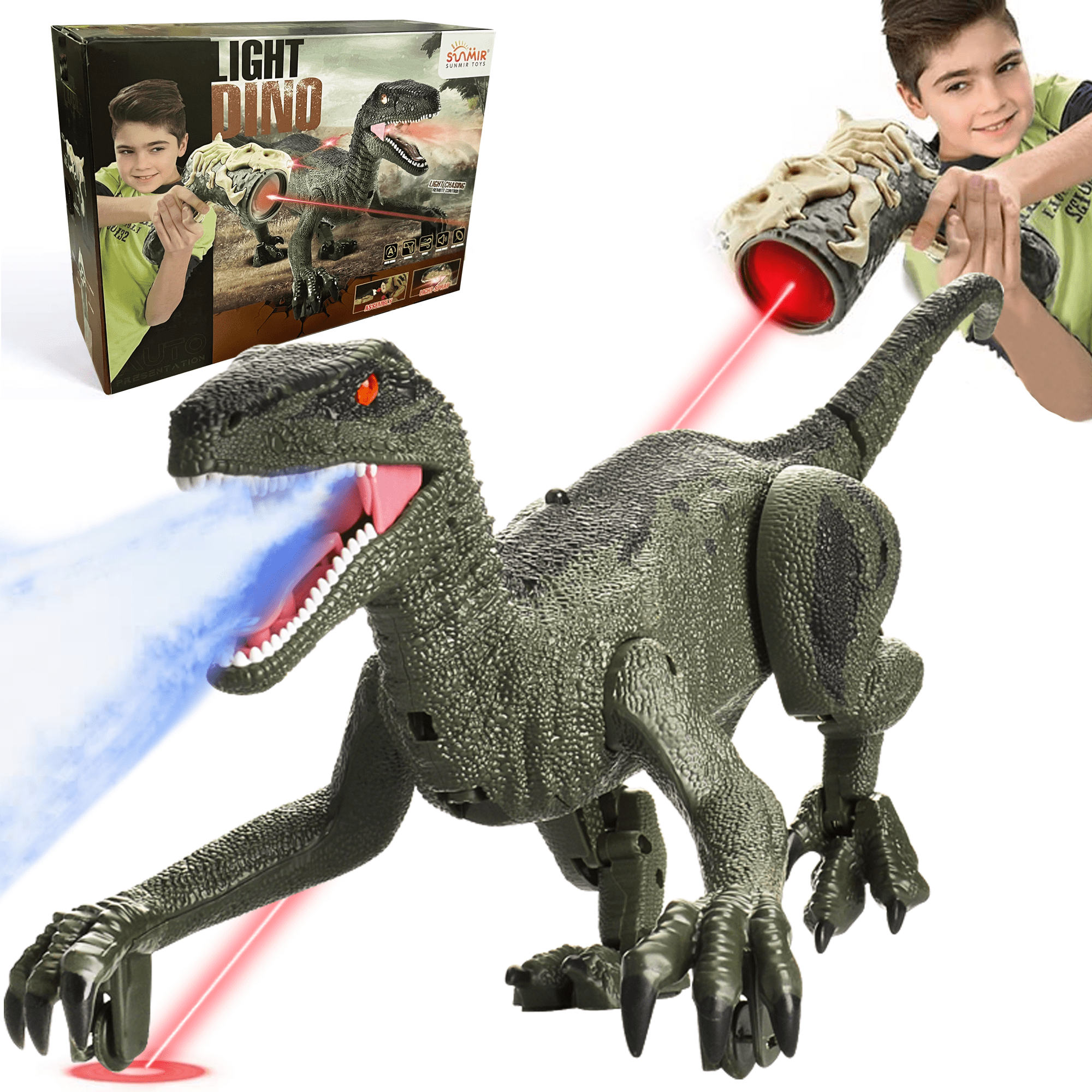Adofi Upgraded Remote Control Dinosaur Toys for Kids, 2.4G Electronic RC Toys Velociraptor with