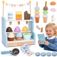 thumbnail image 1 of Adofi 37PCS Wooden Play Ice Cream Toys Set, Pretend Play Food for Kids 3-5 Girls Boys, Serve Ice Cream Counter with Scoop, Menu, Fake Money, Birthday Gift for Boys Girls, 1 of 7