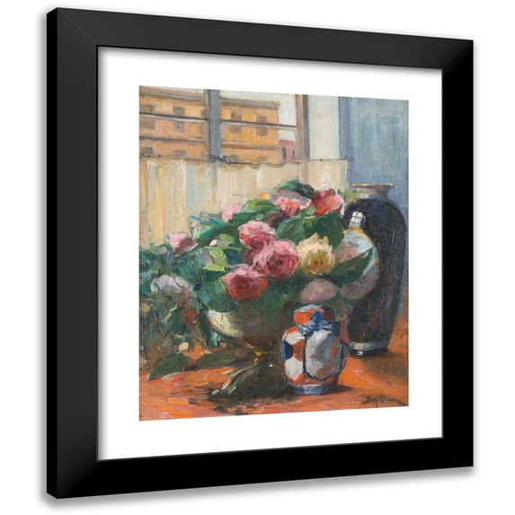 Adolf Abraham Behrmann 12x14 Black Modern Framed Museum Art Print Titled - Still-Life with Peonies at the Window