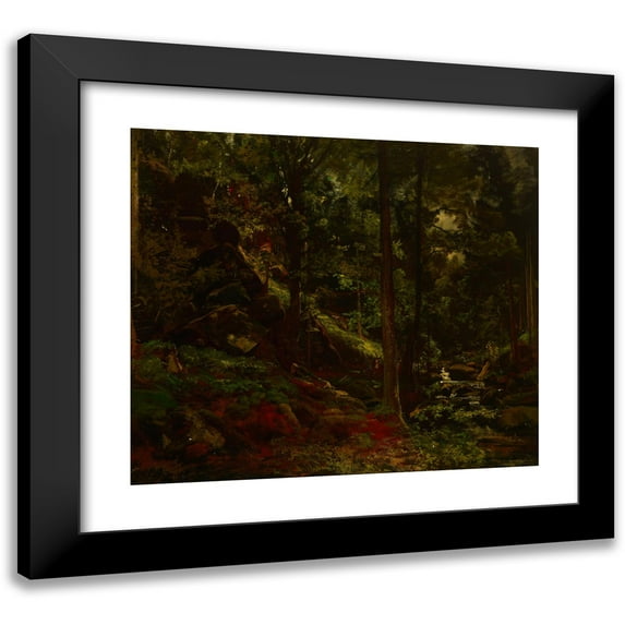 Adolf Dressler 17x15 Black Modern Framed Museum Art Print Titled - Stream in the Woods (19th Century)