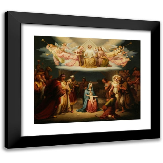 Adolf Gottlob Zimmermann 14x12 Black Modern Framed Museum Art Print Titled - Adoration (1830)