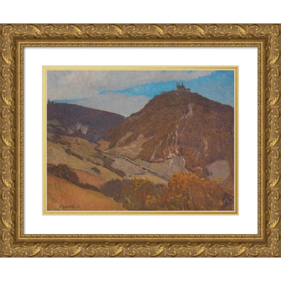 Adolf Gross 18x15 Gold Ornate Wood Frame and Double Matted Museum Art Print Titled - Leopoldsberg Und Kahlenberg (1908)