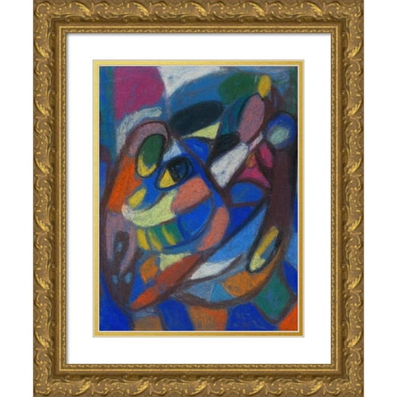 Adolf Hölzel 11x14 Gold Ornate Wood Frame and Double Matted Museum Art Print Titled - Composition (1928)