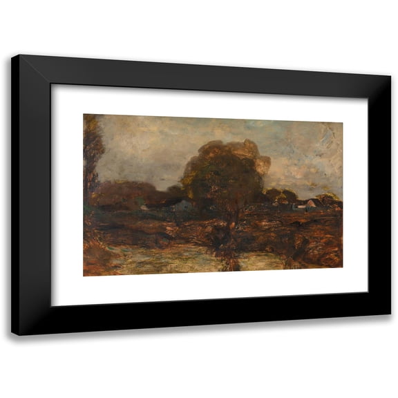Adolf Hölzel 14x11 Black Modern Framed Museum Art Print Titled - River Landscape with Village (Approx. 1890)