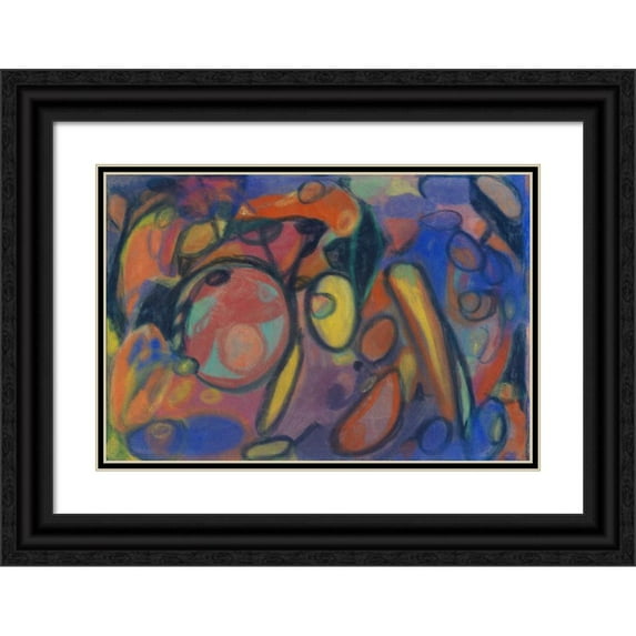 Adolf Hölzel 18x13 Black Ornate Wood Framed Double Matted Museum Art Print Titled - Composition with Circle (1927)
