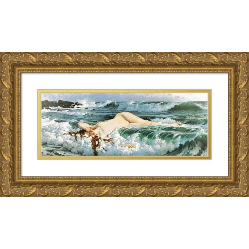 Adolf Hirémy-Hirschl 18x9 Gold Ornate Wood Frame and Double Matted