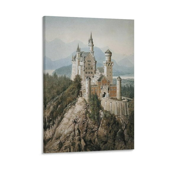 Adolf Hitler Neuschwanstein Landscape Canvas Wall Art Posters For Room Aesthetic And Decor Canvas Painting Posters And Prints Wall Art For Living Room Bedroom Decor