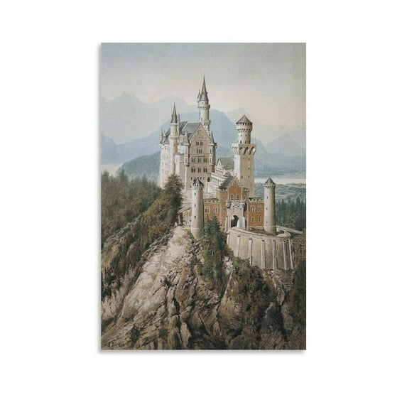 Adolf Hitler Neuschwanstein Landscape Canvas Wall Art Posters For Room Aesthetic And Decor Canvas Painting Posters And Prints Wall Art For Living Room Bedroom Decor