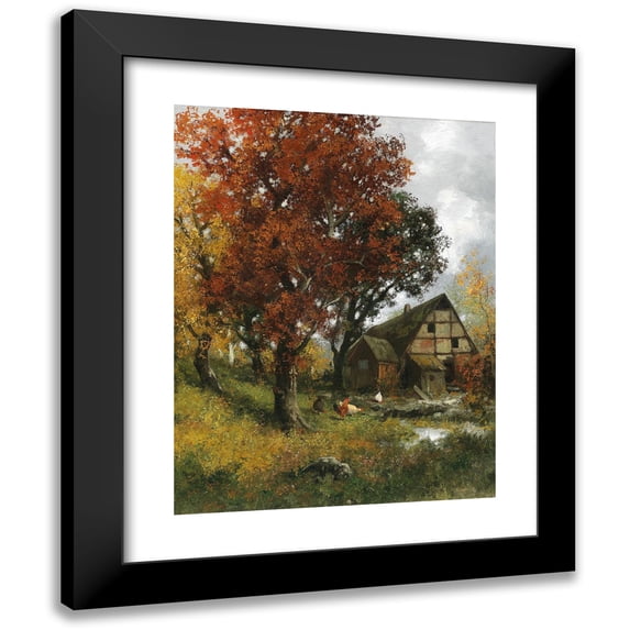 Adolf Kaufmann 12x14 Black Modern Framed Museum Art Print Titled - Muhle in the Autumn Forest