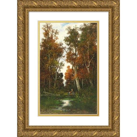 Adolf Kaufmann 16x24 Gold Ornate Framed and Double Matted Museum Art Print Titled - Motif of Flensburg