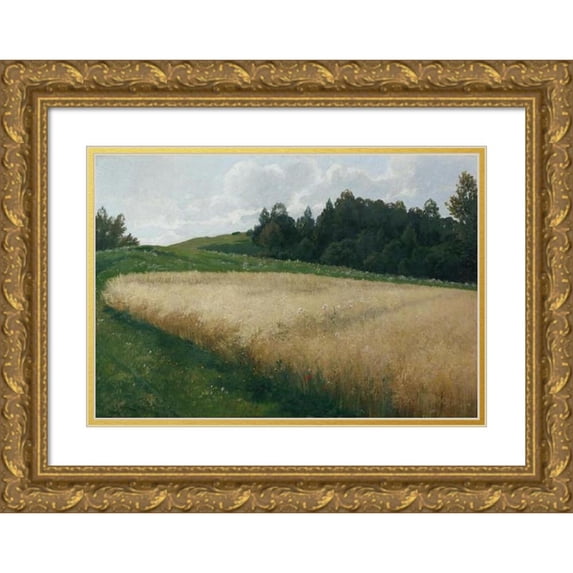 Adolf Kaufmann 18x13 Gold Ornate Wood Frame and Double Matted Museum Art Print Titled - The Haferfeld (1906)