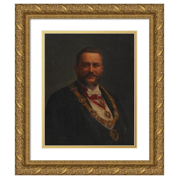 Adolf Mayerhofer 15x18 Gold Ornate Wood Frame and Double Matted Museum Art Print Titled - Josef Strobach (1st Vice Mayor) (1903)