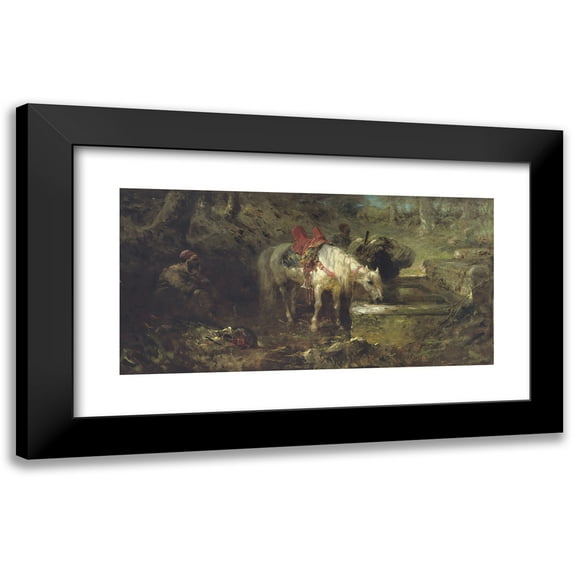 Adolf Schreyer 24x14 Black Modern Framed Museum Art Print Titled - Beduoins at Rest