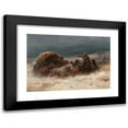 thumbnail image 1 of Adolf Schreyer 24x18 Black Modern Framed Museum Art Print Titled - Geldings in a Winter Landscape, 1 of 5