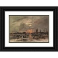 thumbnail image 1 of Adolf Stademann 18x13 Black Ornate Wood Framed Double Matted Museum Art Print Titled - Winter Pleasure on the Frozen River (1860-70), 1 of 5