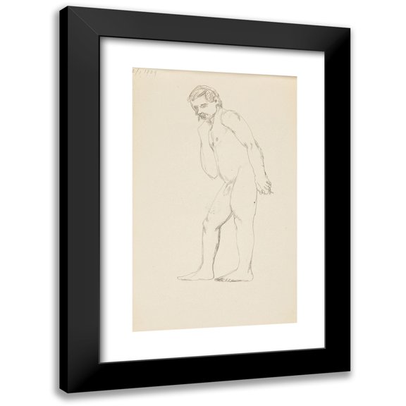 Adolf Sternschuss 10x14 Black Modern Framed Museum Art Print Titled - Act of Standing a Sloping Man (1909)