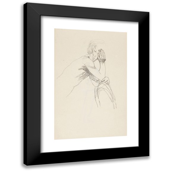 Adolf Sternschuss 11x14 Black Modern Framed Museum Art Print Titled - The Half -Act of a Man Leaning on the Back of the Chair (1909)