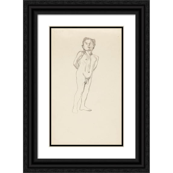 Adolf Sternschuss 12x18 Black Ornate Wood Framed Double Matted Museum Art Print Titled - Act of a Standing Man (1909)