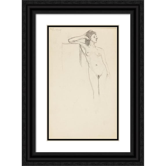Adolf Sternschuss 13x18 Black Ornate Wood Framed Double Matted Museum Art Print Titled - Act of Standing Woman (1909)
