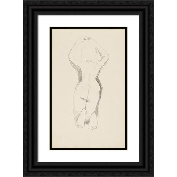 Adolf Sternschuss 13x18 Black Ornate Wood Framed Double Matted Museum Art Print Titled - The Act of Kneeling a Woman with Raised Hands (1908)