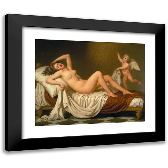 Adolf Ulrik Wertmüller 24x20 Black Modern Framed Museum Art Print Titled - Danae and the Shower of Gold