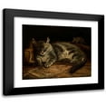 thumbnail image 1 of Adolf Von Becker 24x20 Black Modern Framed Museum Art Print Titled - Sleeping Grey Cat and a Rat (1864), 1 of 5