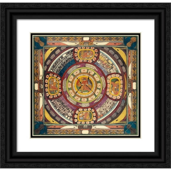 Adolf Wölfli 13x12 Black Ornate Wood Framed Double Matted Museum Art Print Titled: In Five Variator, My Little, the Affrika - Travelers, Skt. Adolf II., Wolfli (1922)